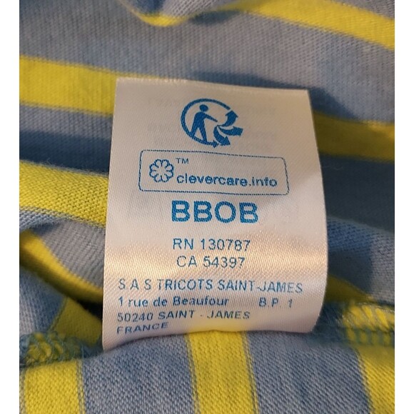 SAINT JAMES L'ATELIER Womens Size 10 Blue Yellow Nautical Striped Cotton Top - Picture 10 of 13